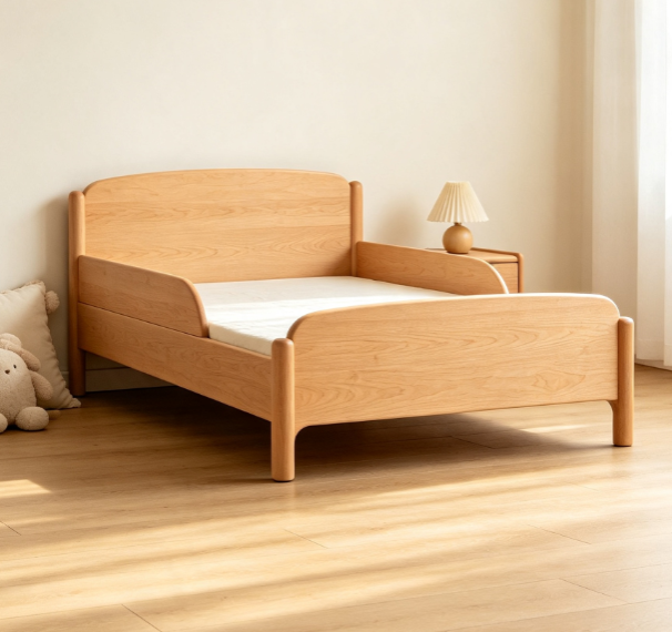 Solid wood single bed for children